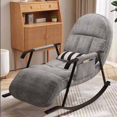 Imagem de FENOKD Cadeira de balanço Glider para quarto com suporte de 136 kg e almofada acolchoada confortável para sala de estar, escritórios em casa, cinza (tamanho único)