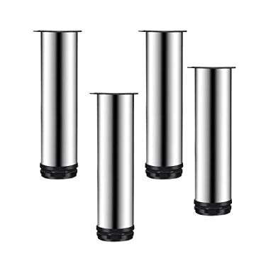 Imagem de Pernas de móveis de metal ajustáveis em altura, pernas de sofá de metal industrial, pernas de mesa de escritório, pés de armário de aço inoxidável, ajustável: 1,5 cm, conjunto de 4, capacidade de
