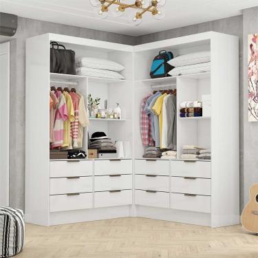 Imagem de Closet Casal Duplo Sevilha Premium Com 12 Gavetas Carioca Móveis Branco