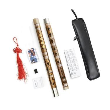 Imagem de Flauta de bambu profissional chave D chave D - instrumento de flauta dupla feito à mão profissional Hot Stamping Dizi com bolsa (chave C)