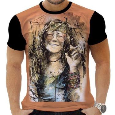Imagem de Camiseta Camisa Personalizada Rock Janis Joplin Hippie 5 - Obsidiana C