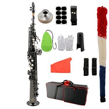 Imagem de B — Saxofone soprano plano e reto para iniciantes nível profissional instrumento de sopro reto tipo chave instrumento de sopro de madeira