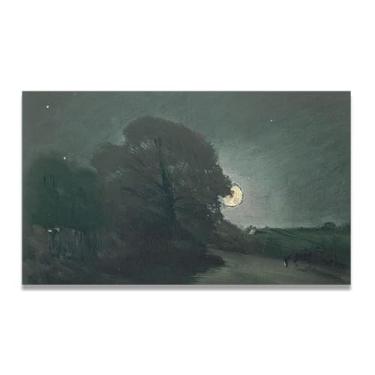 Imagem de LKXGRRSFG The Edge Of A Heath By MoonlightJohn Constable Canvas: Cenas autênticas da natureza britânica do século XIX, arte da Royal Academy 50 x 90 cm sem moldura