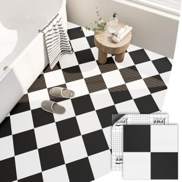 Imagem de ZRJT Retire e cole 30 peças de cobertura de 30 metros quadrados, azulejos de vinil 30,5 x 30,5 cm, adesivos de piso autoadesivos foscos, à prova d'água, removíveis para locatário, sala de estar, preto