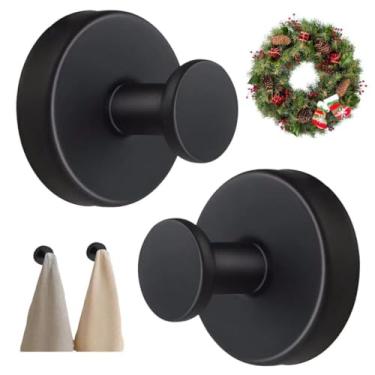 Imagem de Fachoige Ganchos de ventosa, cabide de guirlanda resistente removível para porta frontal de vidro, gancho de ventosa para chuveiro, banheiro, cozinha, porta de vidro, espelho, azulejo (2, preto