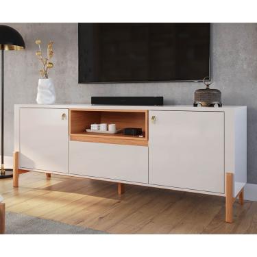 Imagem de Rack Para Tv Até 75 Polegadas 2 Portas 1 Gaveta Gliss Off White/jequitibá - Lukaliam