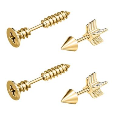 Imagem de ZS Brincos de barra curtos de 6 mm de 16G - aço inoxidável hipoalergênico cartilagem piercing barra para hélice, tragus, lóbulo - 2 pares com discos de silicone, Aço inoxidável, Sem Pedra Preciosa