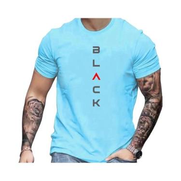 Imagem de Camiseta masculina verão casual tamanho solto 100% algodão estampa pre