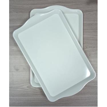 Imagem de Bandeja retangular de melamina 20 x 29 cm, pequena, durável, multifuncional para mesa de jantar, cozinha, escritório, banheiro - fácil de limpar e inquebrável, conjunto de 2
