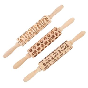 Imagem de Alomejor Rolo Gravado, 3 Pces Gravou o Rolo do Teste Padrão do Natal Com Rolamentos para Assar a Massa Gravada da Pizza Dos Doces Dos Biscoitos