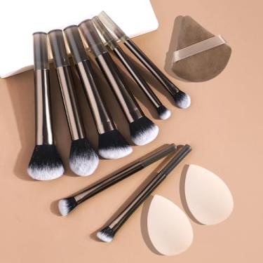 Imagem de Conjunto de 11 pincéis de maquiagem com esponja de maquiagem Puff da base e pó à sombra, blush e contorno, Style02