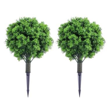 Imagem de Aqur2020 Árvore Artificial da Bola do Topiaria de 2 Pces, Topiaria do Cipreste do Pe de 17.8 Polegada Com Inserção à Terra para o Escritório Interno do Jardim Exterior e a Decoração da