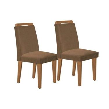Imagem de Kit 2 Cadeiras de Cozinha Athenas 2 Un Madeira Capuccino/Suede Capucci
