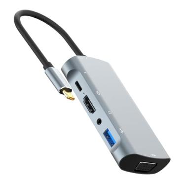 Imagem de Jectse Estação de Acoplamento USB C Hub 9 Em 1, Tipo C para PD USB 3.0 USB 2.0 Leitor de Cartão HD VGA, Com Saída 4K 2K 30 Hz, para Laptop, Telefone, Tablet, Home Office