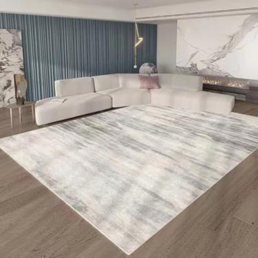 Imagem de Tapete branco puro, cor sólida, decorativo, grande, bege, para sala de estar, macio e confortável, para quarto (140 x 200 cm, 55 x 79 pol./FYR65)