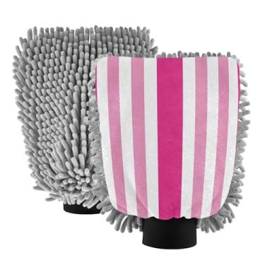 Imagem de STAYTOP Luvas de lavagem de carro listradas, 2 peças, luvas de microfibra de chenille, sem arranhões, panos de esponja de lavagem ultra absorventes para carros, limpeza doméstica - M