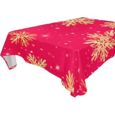 Imagem de Burbuja Toalha de mesa de flocos de neve, toalha de mesa quadrada anti-rugas grossa para decoração de jantar, cozinha, festa, 137 x 137 cm