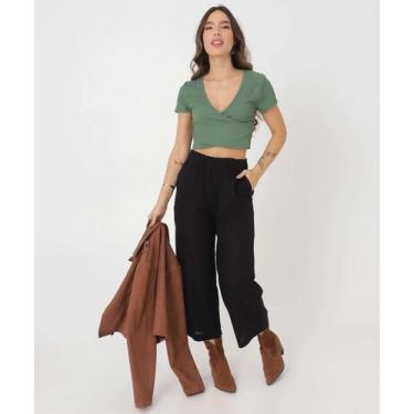 Imagem de Calça Pantacourt Feminina Marisa-37175, Preto, GG