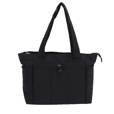 Imagem de Pssopp Bolsa Tote Feminina, Bolsa de Ombro Grande, Leve, Tecido Oxford, Bolsa para Trabalho Diário, Viagem, Acampamento (BLACK)