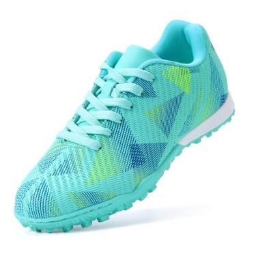Imagem de TUYSKE Chuteira de futebol juvenil para meninos e meninas com fecho de cadarço para crianças, Verde menta, 12 Little Kid