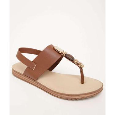 Imagem de Sandália Feminina Rasteira Pedras Sintéticas Modare-57024, Marrom, 36