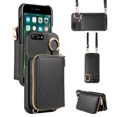 Imagem de Furiet Capa carteira para iPhone 6plus 6splus 7plus 8plus i 6/6s/7/8 Plus com alça de ombro anel fivela zíper bolsa de órgão capa de telefone para iPhone6splus i Phone7s 7s 7+ 8s 8+ Phones8 6+ i6 6s +