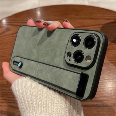 Imagem de Capa de suporte de pulseira de couro para iPhone 16 11 12 13 14 15 Pro Max XR XS X 8 7 Plus Capa de silicone fosca, verde, para iPhone 11 Pro