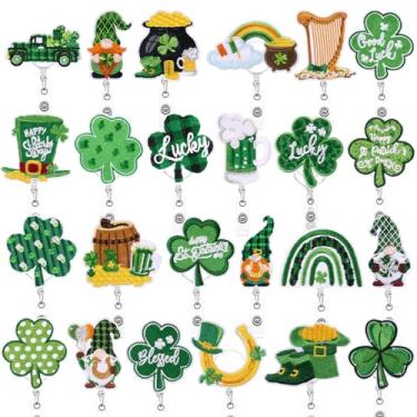 Imagem de Landical Carretel de crachá de feltro de dia dos namorados, 24 peças, retrátil, porta-crachá de identificação com clipe giratório jacaré, suporte de coração vermelho para enfermeiras, médicos