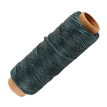 Imagem de GLOGLOW Fio Encerado para Artesanato Em Couro, Cabo Trançado Plano de 1 Mm para Artesanato Em Couro, Cabo Trançado Plano de 1 Mm para Costura à Mão, Fio de Poliéster de 50 M para Selaria de Conserto de Calçados e Projetos de Bricolage (Verde Escuro)