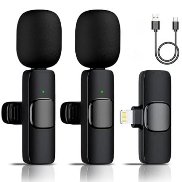 Imagem de Aolemoa Microfone sem fio para iPhone iPad, microfone de lapela sem fio, mini microfones de encaixe para gravação de vídeo, transmissão ao vivo, entrevista, Tiktok, Vlog, Podcast, YouTube, 2 unidades