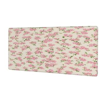 Imagem de Tapete de mouse grande rosa flores primavera impermeável computador estendido tapete protetor de mesa antiderrapante base de borracha mousepad para escritório, computador, teclado, laptop e mesa de