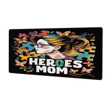 Imagem de Tapete de mouse grande com autismo artístico para meninas à prova d'água com protetor de mesa estendido para computador, base de borracha antiderrapante para escritório, computador, teclado, laptop e