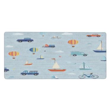 Imagem de Tapete de rato grande com padrão azul para carro, à prova d'água, tapete protetor de mesa estendido para computador, base de borracha antiderrapante para escritório, computador, teclado, laptop e mesa