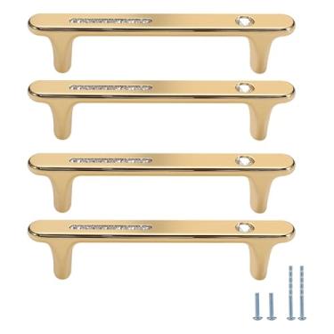 Imagem de Evionlin 4 peças de puxadores de armário de cristal redondos dourados de 9,6 cm para armários de cozinha para puxador de gaveta de armário de quarto