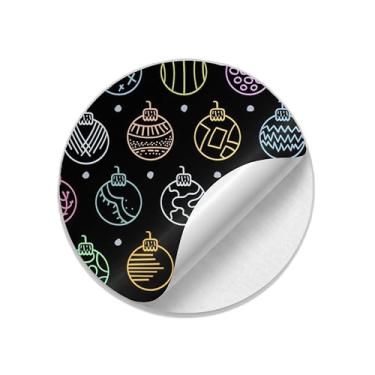 Imagem de 25 Adesivos Redondos Natalinos Coloridos Sem Costura - Tamanho 50x50cm