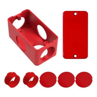Imagem de Kit Condulete 3/4" com Adaptadores, Placa Cega e Tampões para Instalação Elétrica Aparente (Vermelho)
