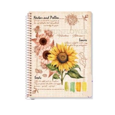 Imagem de Caderno Colegial Botanical - 10 Matérias, 160 Folhas - 17,7 cm x 24 cm Botanica Natureza Flores Caderno Capa Dura (Girassol)