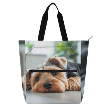 Imagem de Linda bolsa de ombro Airedale Terrier com estampa de cachorro para mulheres, crianças, escola, trabalho, viagem, bolsa de ombro com zíper