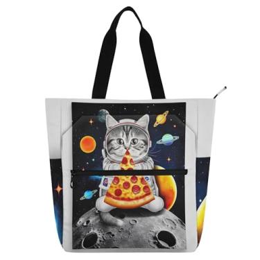 Imagem de GAIGEO Sacola feminina de trabalho de astronauta fofa de lona com zíper, bolsa infantil com compartimentos