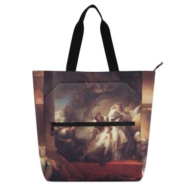 Imagem de GAIGEO Bolsa feminina Jean Honoré Fragonard Print Art Tote para trabalho em lona escolar com zíper em tecido para presente para amantes de livros