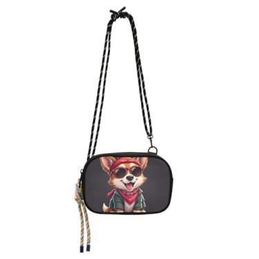 Imagem de TSENQUE Linda bolsa feminina moderna Corgi para mulheres, bolsas transversais, carteira para celular, bolsa de mão com estampa de animal