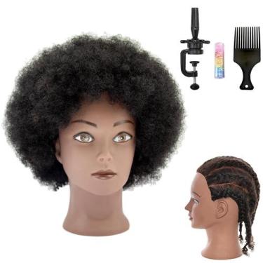 Imagem de Cabeça de manequim JMHAIR Afro Kinky Curly 100% cabelo humano 25 cm