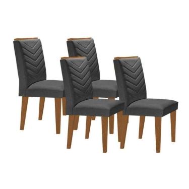 Imagem de Cadeira De Cozinha Londrina Kit 4 Un Capuccino Linho Grafite Rufato