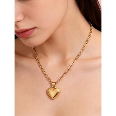 Imagem de Colar de corrente com pingente de coração – Joias românticas de moda de duas cores de ouro e prata, ilumina seu estilo doce, One Size, Metal Plástico, Sem Pedra Preciosa