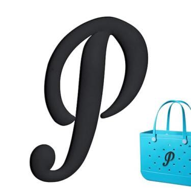 Imagem de Berloques de praia personalizáveis - Letras do alfabeto à prova d'água para acessórios de bolsa Bogg (Rosa/Branco/Preto) Letras, One Size, Cloreto de polivinilo, Sem Pedra Preciosa