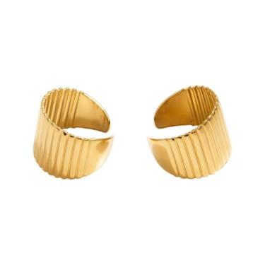 Imagem de Kokoma Brinco de orelha minimalista para mulheres, aço inoxidável, cartilagem, sem piercing, argola punk, bijuteria moderna