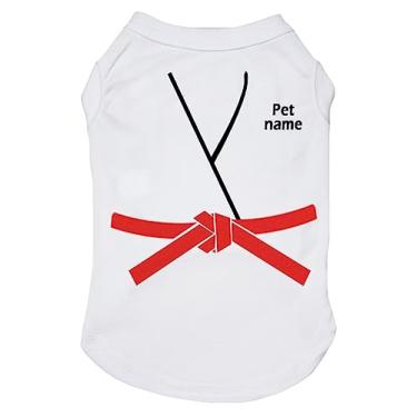 Imagem de Petitebella Camisa personalizada Judo Karate Taekwondo Jersey Puppy Dog (branca/vermelha, PP)