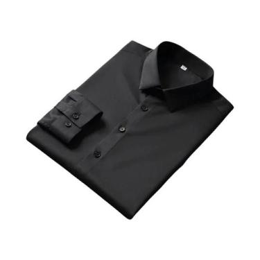 Imagem de Camisa masculina casual e elegante de manga comprida de cor sólida sem