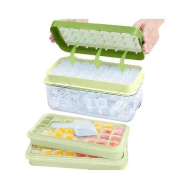 Imagem de Forma De Gelo De Silicone Empilhável Com Caixa De Armazenamento 64 Cub