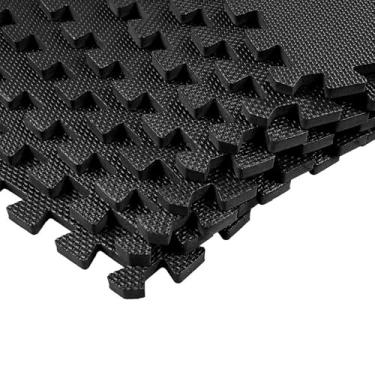 Imagem de Kit 10 Tapetes Tatames 50cm x 50cm x1cm (10mm de espessura) | Cor Preto | Para Academias e Outros Ambientes.